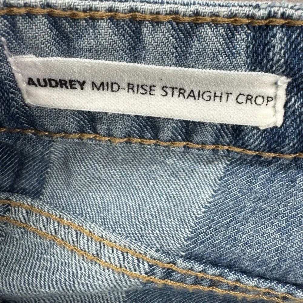 Tribal Jeans Womens 2 Audrey Mid Rise Straight Color Block‎ Denim Soft Crop Y2K - Picture 8 of 15